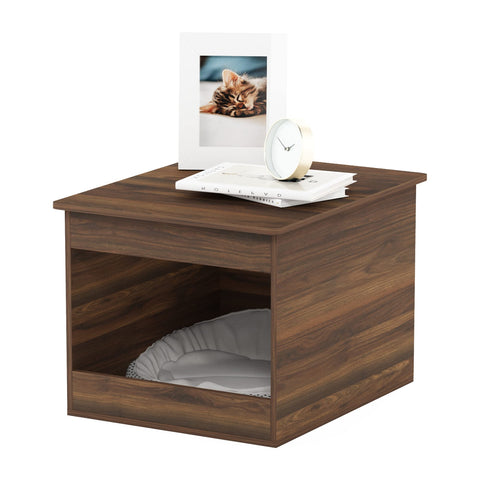 Furinno Peli Top Opening Litter Box Enclosure Columbia Walnut