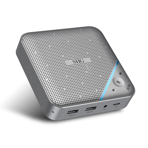 SIIG USB-C Multitask Mini Dock with Conference Speaker, Omnidirectional Microphone, Touch Volume Control, 4K HDMI, USB 3.0, 85W PD, Plug-N-Play, Mac and Windows, Silver (JU-DK0S11-S1)