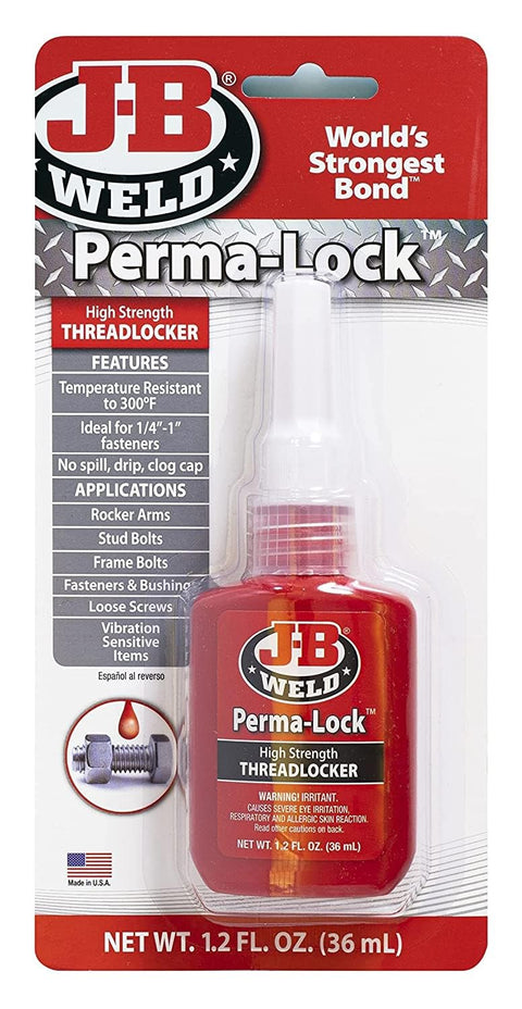 J-B Weld 27136 Perma-Lock High Strength Threadlocker - Red - 36 ml