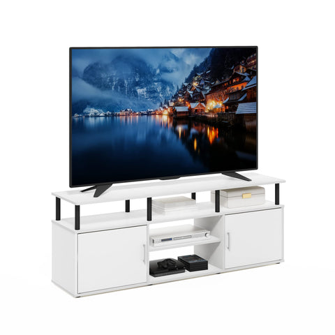 Furinno Jensen TV Stand for TV up to 70 Inch Solid White/Black