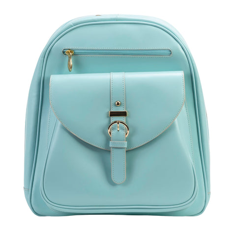 McKleinUSA Women's Leather Business Laptop Tablet Backpack, Aqua Blue, Small