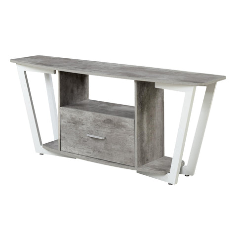 Convenience Concepts Graystone TV Stand 59.25" - Modern Entertainment Center for TVs up to 65", Industrial Media Console with Storage Drawer & Shelves for Living & Family Room, Faux Birch/White