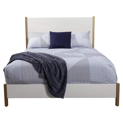 Oakestry Madelyn Platform Bed Full Size White Wood Frame Low Profile Modern Design Slatted Base No Box Spring Required Minimalist Bedroom Furniture Durable Sturdy Support Stylish Home Décor Piece