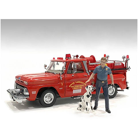 Firefighters Fire Dog Training Figures (Trainer and Dog) for 1/24 Scale Models by American Diorama