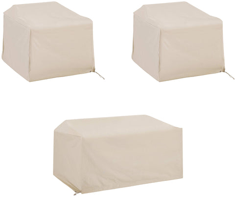 3Pc Outdoor Furniture Cover Set Tan - Loveseat & 2 Chairs
