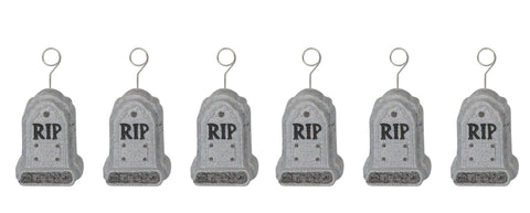 Beistle Tombstone Photo and Balloon Holders – 6 Pack Polystone Halloween Balloon Weights with Metal Clip for Photos, Cards and Decorations, RIP Grave Marker Design, 6 Oz Each