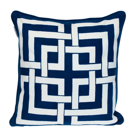 Parkland Collection Transitional Interlocking Blue 20" x 20" Pillow