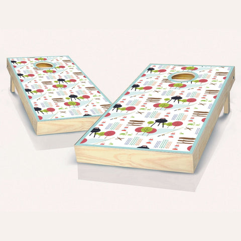 Skip's Garage Casual Outdoors Cornhole Set - 2x4 Boards (All Weather Bags) - Include Case + Hole + Edge Lights