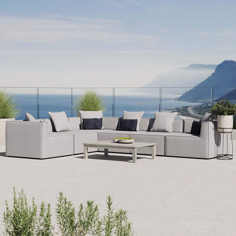 Modway EEI-4385-GRY Saybrook Patio Upholstered 6-Piece Sectional Sofa in Gray