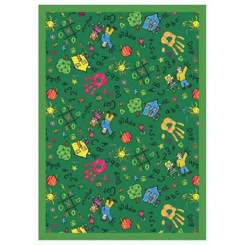 Joy Carpets Playful Patterns Scribbles Area Rug, Green