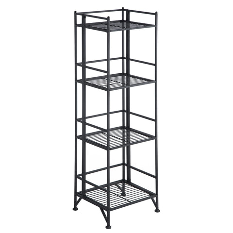 Convenience Concepts Xtra Storage 4 Tier Folding Metal Shelf, Black
