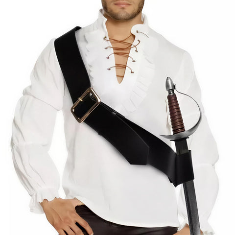 HMS Leatherlike Cross Strap Sword Holder Adult Costume Accessory | Adjustable