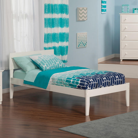 AFI Orlando Twin XL Size Platform Bed with Charging Station in White