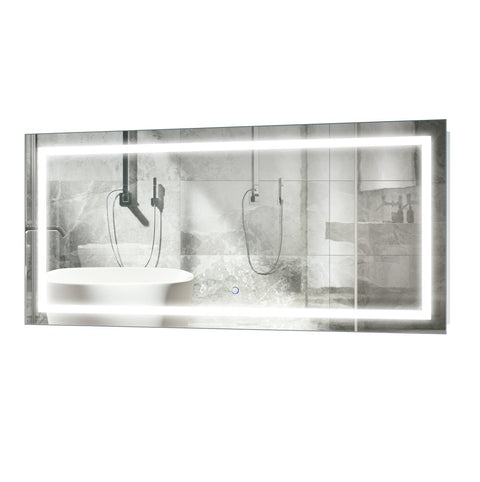 Krugg | Large 48 Inch X 24 Inch LED Bathroom Mirror | Lighted Vanity Mirror Includes Dimmer & Defogger | Wall Mount Vertical or Horizontal Installation