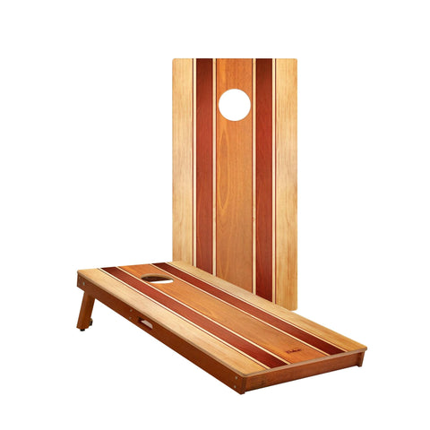 Skip's Garage Classic Woody Waterproof Cornhole Boards - Includes (2) Boards (Resin Bags) + (1) Case & (2) Hole Lights