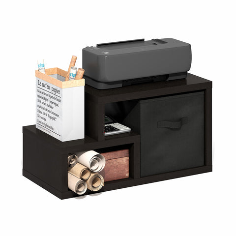 Furinno Viola Storage Shelf, Storage Rack with Bin, Book Shelf, Bookshelf, Display Rack, with Bin Drawers, for Organization, Living Room, Home Office, Black Dark Oak