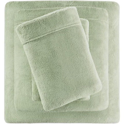 Oakestry 4-Piece Cozy Bed Sheet Set True North Soft Plush Extra Warm Luxurious Soft and Silky Touch Wrinkle Resistant with Pillow Case King Size Green