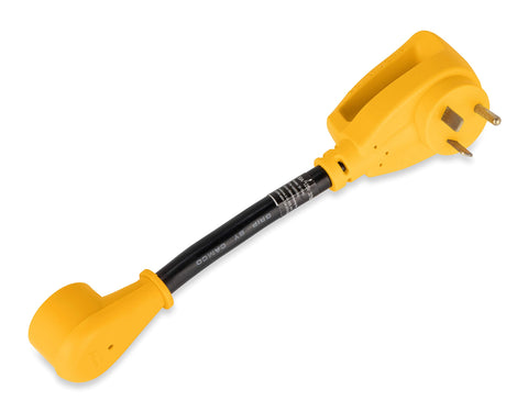 Camco 12" PowerGrip Dogbone Electrical Adapter with Handle | 30 amp Male to 15 amp Female (55155)