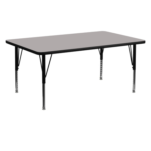 Flash Furniture 24''W x 60''L Rectangular Grey HP Laminate Activity Table - Height Adjustable Short Legs