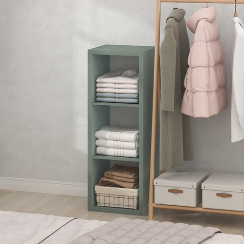 Furinno Cubic Closet Organizers and Storage, 3-Cube Closet Organizer, Open Shelf Closet Storage, Extra Thick Frame for Wardrobe, Bedroom, Living Room, Sage Green