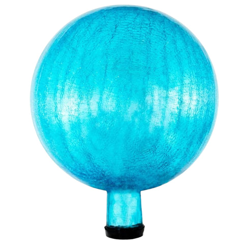 Oakestry 10" Crackle Glass Gazing Globe – Teal Blue, Hand-Blown Mirrored Garden Ball for Yard, Patio & Outdoor Décor