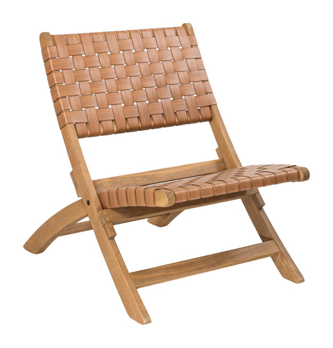 Zuo Sunflare Lounge Chair Brown, Brown Lounge Chair, Modern, Weather Resistant Solid Acacia Wood Frame with Synthetic Rattan Weave, Solid Acacia Wood, Outdoor Living, 24" W x 30.7" D x 29.1" H