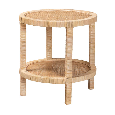 bali & pari Bella Natural Rattan End Table, 2-Tier