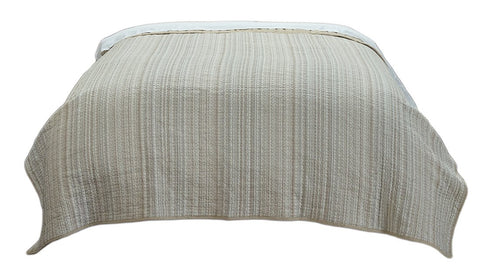 Rizzy Home Patrick Matelassé Neutral Ivory, Beige, and Grey Striped Quilt Queen