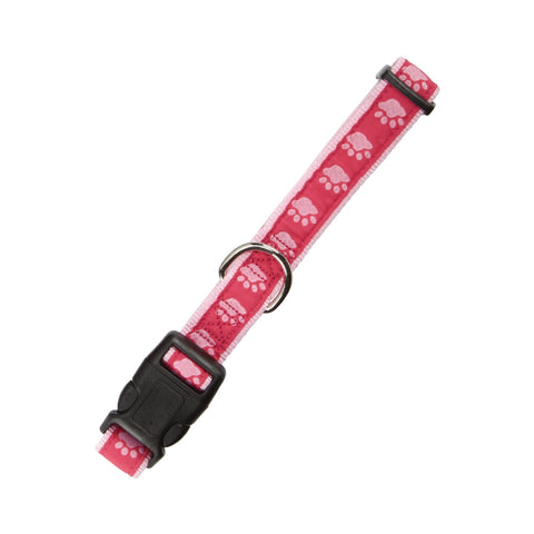 Casual Canine TwoTone Pawprint Dog Collar, 14-20-Inch, Pink