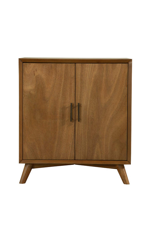 Alpine Furniture Flynn 2-Door Mahogany and Okoume Veneer Small Bar Cabinet, Chestnut