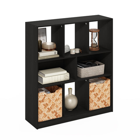 Furinno DALY Book Shelf, 8-Cube Bookshelf, Horizontal Cube Storage Organizer Bookcase, 10.9 x 35.4 x 39.4, for Living Room, Bedroom, Home Office, Espresso