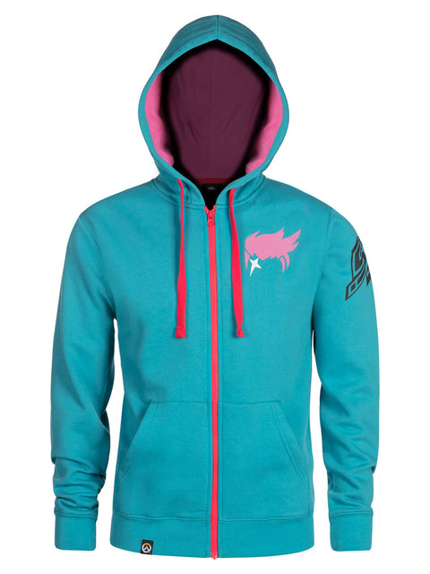 JINX Overwatch Ultimate Zarya Men's Gamer Zip-Up Hoodie, Blue/Red, XX-Small