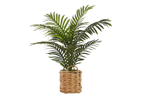 Monarch Specialties I 9503 Artificial Plant, 24" Tall, Palm, Indoor, Faux, Fake, Table, Floor, Greenery, Potted, Real Touch, Decorative, Green Leaves