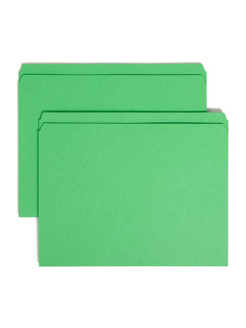 Smead File Folder, Reinforced Straight-Cut Tab, Letter Size, Green, 100 per Box (12110)
