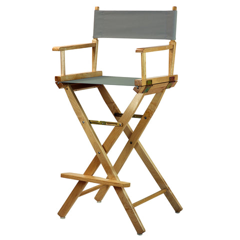 Casual Home 30" Director's Chair Natural Frame-with Grey Canvas, Bar Height