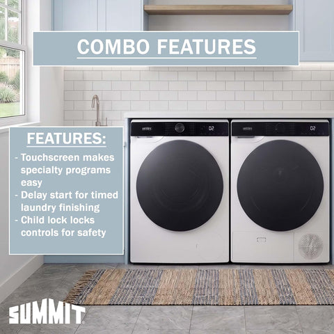 Summit 2.26 cu.ft. Washer & 4.1 cu.ft. Heat Pump Dryer Combo, ENERYSTAR Certified, Washer-Dryer Set, White - SLS3434W (Heat Pump)