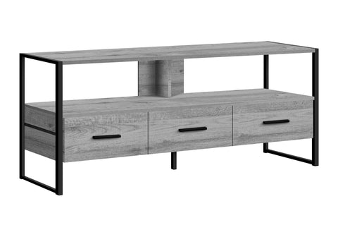 Monarch Specialties I 2617 Tv Stand, 48 Inch, Console, Media Entertainment Center, Storage Drawers, Living Room, Bedroom, Laminate, Metal, Grey, Black