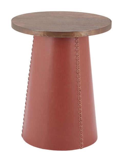 Dikis Side Table Brown, Brown End Table, Modern Style, Ash Veneer MDF Round Shape Tabletop, MDF, Indoor Living, 18.1" W x 18.1" D x 22.6" H