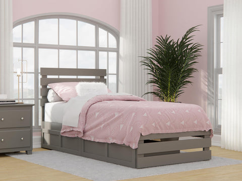 Oxford Twin Extra Long Bed with Footboard and USB Turbo Charger with 2 Extra Long Drawers in Grey