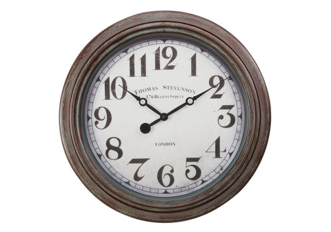 Monarch Specialties I 9049 Clocks, 20" Round, Wall Clock, Antique Brown, Transitional