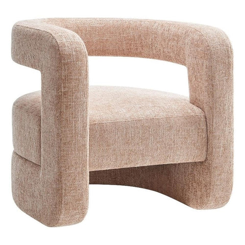 Modway Jaylin Chenille Accent Chair in Blush - Upholstered Comfy Club Chair - Modern Soft Barrel Chair - Round Leisure Accent Chair with Curved Back for Living Room, Bedroom, Home Office