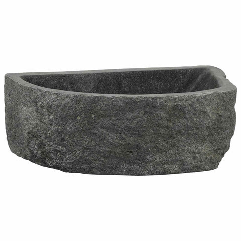 vidaXL Basin Grey (38-45) x (30-35) x 5.91 in River Stone, Stylish Rustic Bathroom Sink, Modern Half-Elliptical Basin, Beige Stone for Indoors or Outdoors