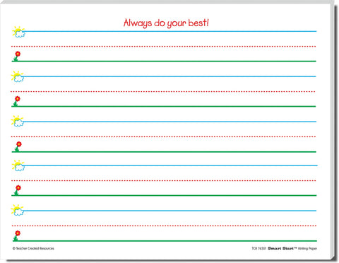 Teacher Created Resources 76501 Smart Start K-1 Writing Paper: 100 sheets, White