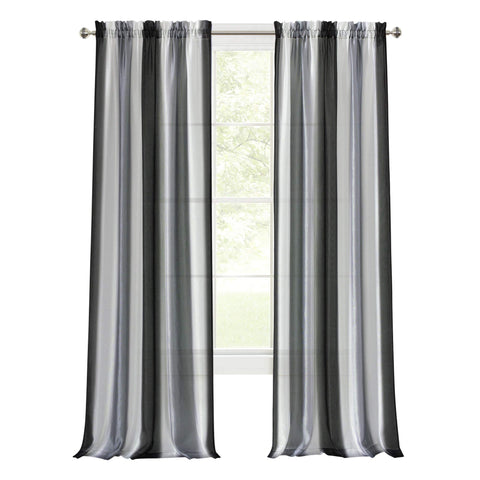 ACHIM Spectrum Rod Pocket Panel Window Curtain - 50 Inch Width, 63 Inch Length- Black/Silver - Semi-Sheer & Machine Washable Soft Polyester Drapes for Bedroom Living & Dining Room Home Decor