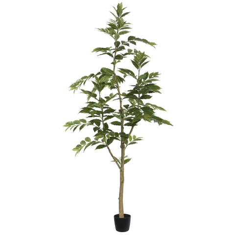 Vickerman 7' Realistic Potted Artificial Green Nandina Tree with 356 Leaves - Large Faux Indoor Tree for Artificial Plants and Fake Plants - Maintenance Free