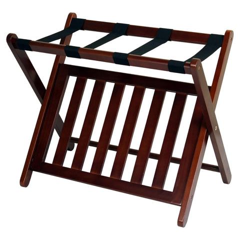 Oakestry Solid Wood Foldable Luggage Rack Hotel-Style Suitcase Stand for Guest Rooms, Fully Assembled, Durable Hardwood with Strong Straps, Space-Saving Folding Design