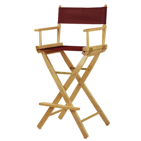 Casual Home 30" Director's Chair Natural Frame-with Burgundy Canvas, Bar Height