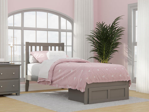 Tahoe Twin Extra Long Bed with Foot Drawer and USB Turbo Charger in Grey