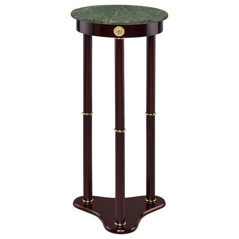 Coaster Home Furnishings - Edie - Stone and Wood - 12-Inch Round Marble Top Side Table with Tri-Leg Base and Gold Accents - Traditional Style for Living Room - Green and Merlot - 3315