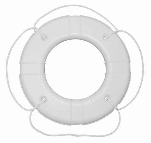 Taylor Made Life Ring Buoy for Boats, Docks, Pools, US Coast Guard Approved, 24" Diameter, Mildew Resistant Polyethylene Construction, UV Protected Grab Lines, White– 2020108361